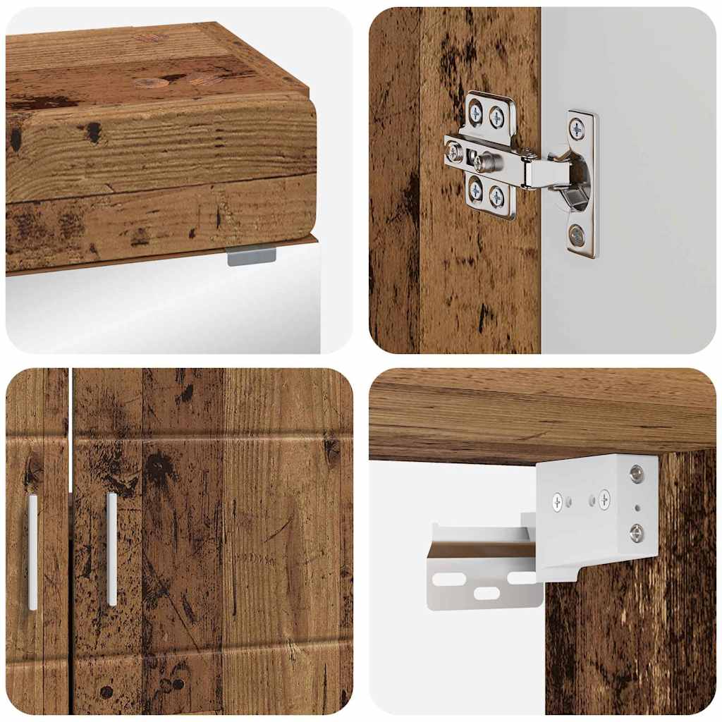 vidaXL Badezimmermöbel-Set mit Regal TULUM Altholz Holzwerkstoff