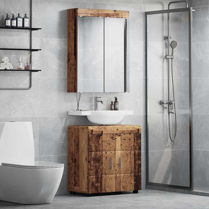 vidaXL Badezimmermöbel-Set mit Regal TULUM Altholz Holzwerkstoff