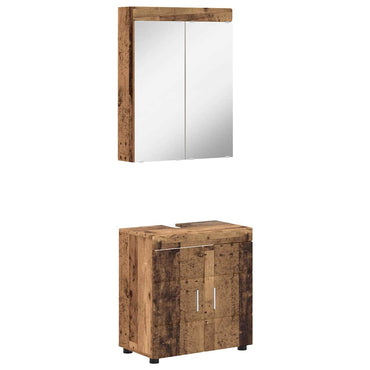 vidaXL Badezimmermöbel-Set mit Regal TULUM Altholz Holzwerkstoff