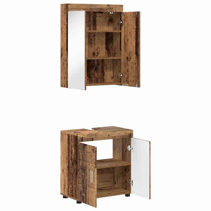 vidaXL Badezimmermöbel-Set mit Regal TULUM Altholz Holzwerkstoff