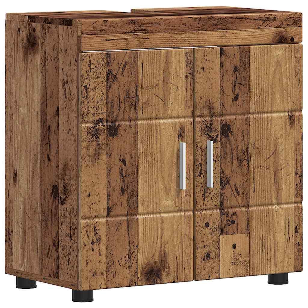 vidaXL Badezimmermöbel-Set mit Regal TULUM Altholz Holzwerkstoff