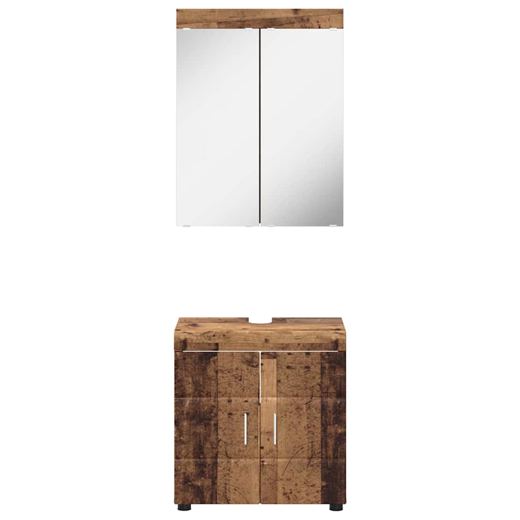 vidaXL Badezimmermöbel-Set mit Regal TULUM Altholz Holzwerkstoff