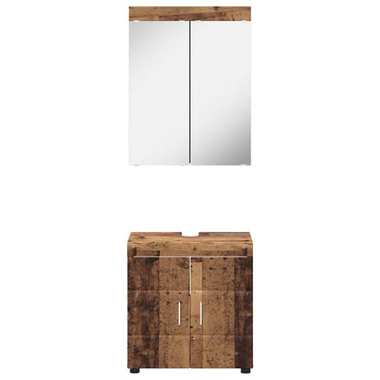 vidaXL Badezimmermöbel-Set mit Regal TULUM Altholz Holzwerkstoff
