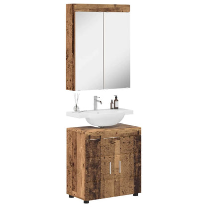vidaXL Badezimmermöbel-Set mit Regal TULUM Altholz Holzwerkstoff