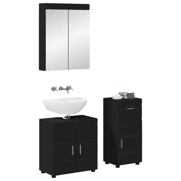vidaXL Badezimmermöbel-Set mit Schubladen TULUM Schwarz Holzwerkstoff