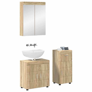 vidaXL Badezimmermöbel-Set mit Regal TULUM Sonoma-Eiche Holzwerkstoff