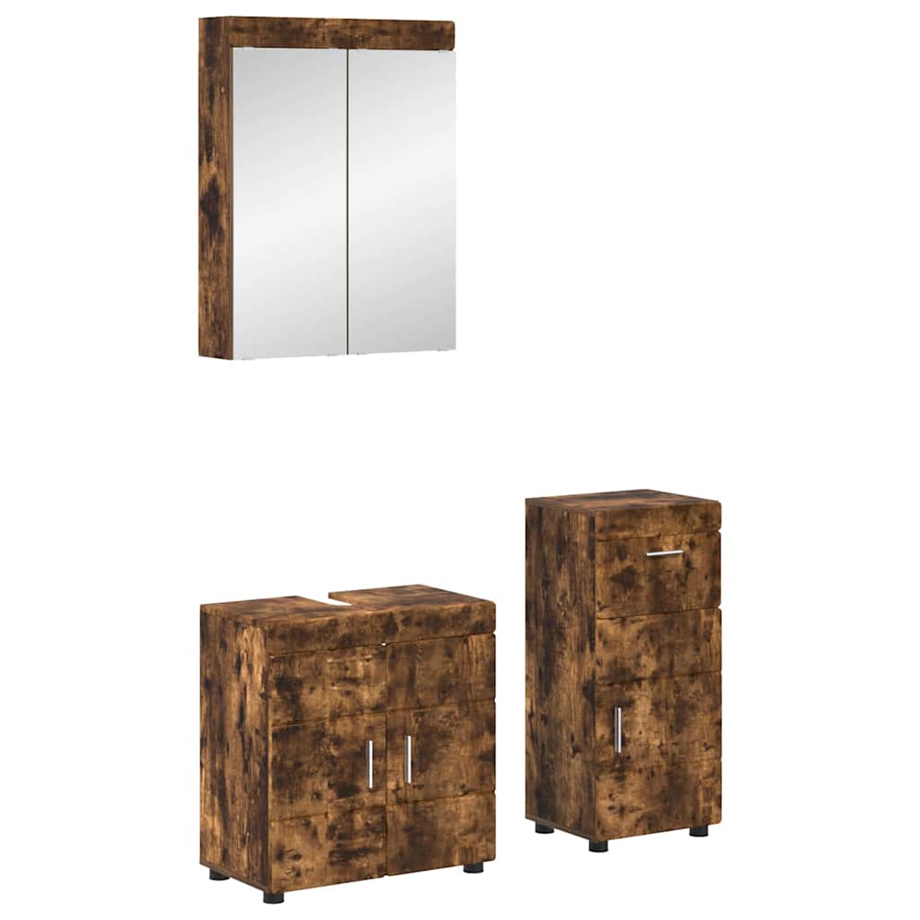 vidaXL Ensemble de meubles de salle de bain TULUM Chêne fumé Bois d'ingénierie