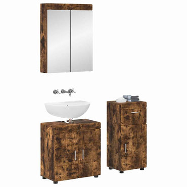 vidaXL Ensemble de meubles de salle de bain TULUM Chêne fumé Bois d'ingénierie