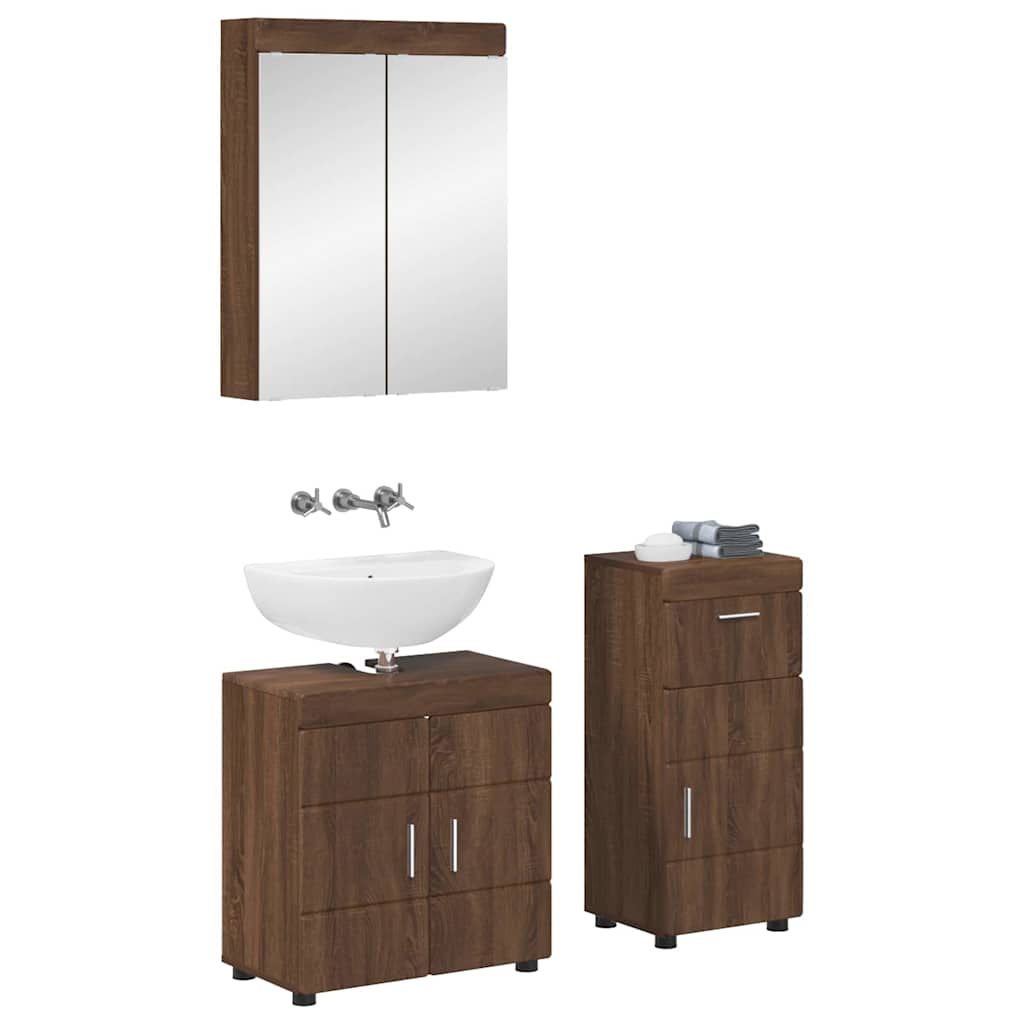vidaXL Badezimmermöbel-Set TULUM Braun Eichen-Optik Holzwerkstoff