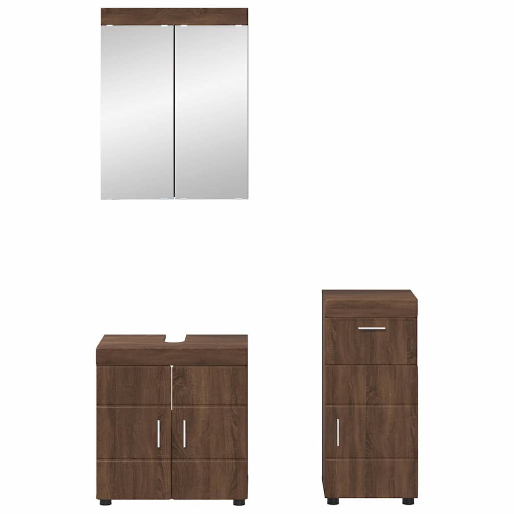 vidaXL Badezimmermöbel-Set TULUM Braun Eichen-Optik Holzwerkstoff