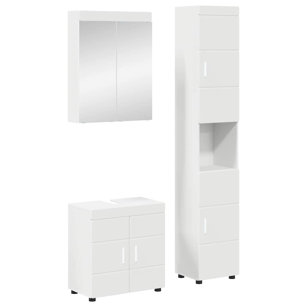 vidaXL Badezimmermöbel-Set mit Regal mit Tür TULUM Weiß Holzwerkstoff