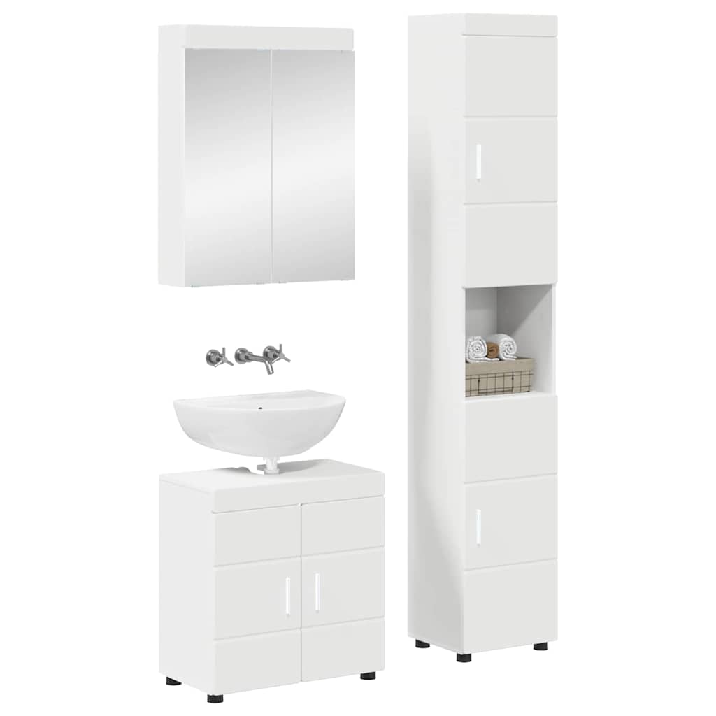 vidaXL Badezimmermöbel-Set mit Regal mit Tür TULUM Weiß Holzwerkstoff