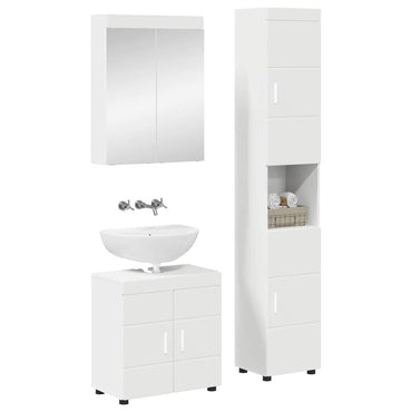 vidaXL Badezimmermöbel-Set mit Regal mit Tür TULUM Weiß Holzwerkstoff
