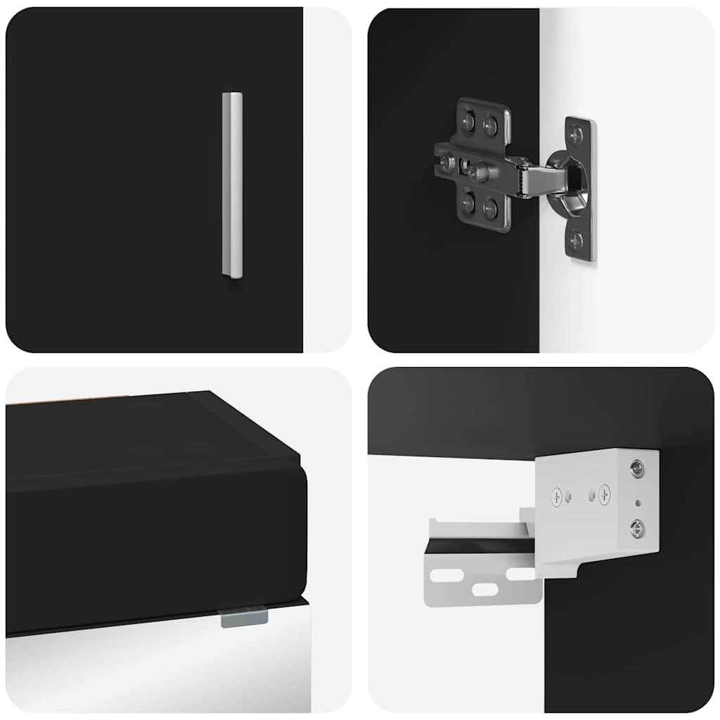 vidaXL Badezimmermöbel-Set mit Regal TULUM Schwarz Holzwerkstoff