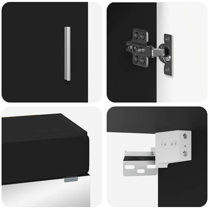 vidaXL Badezimmermöbel-Set mit Regal TULUM Schwarz Holzwerkstoff
