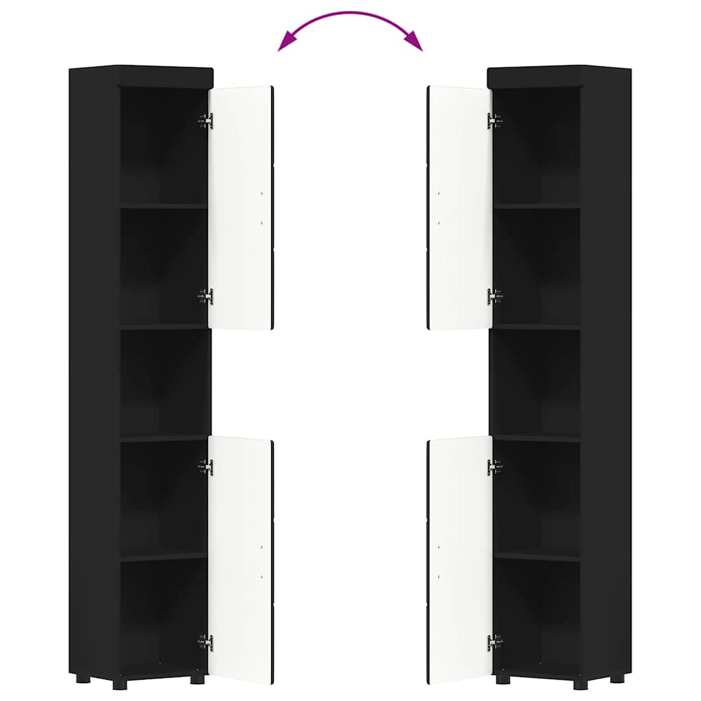 vidaXL Badezimmermöbel-Set mit Regal TULUM Schwarz Holzwerkstoff