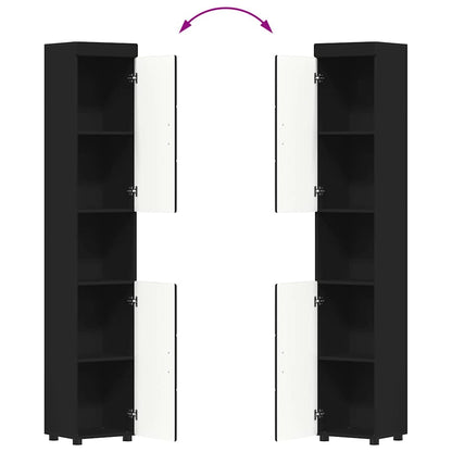 vidaXL Badezimmermöbel-Set mit Regal TULUM Schwarz Holzwerkstoff