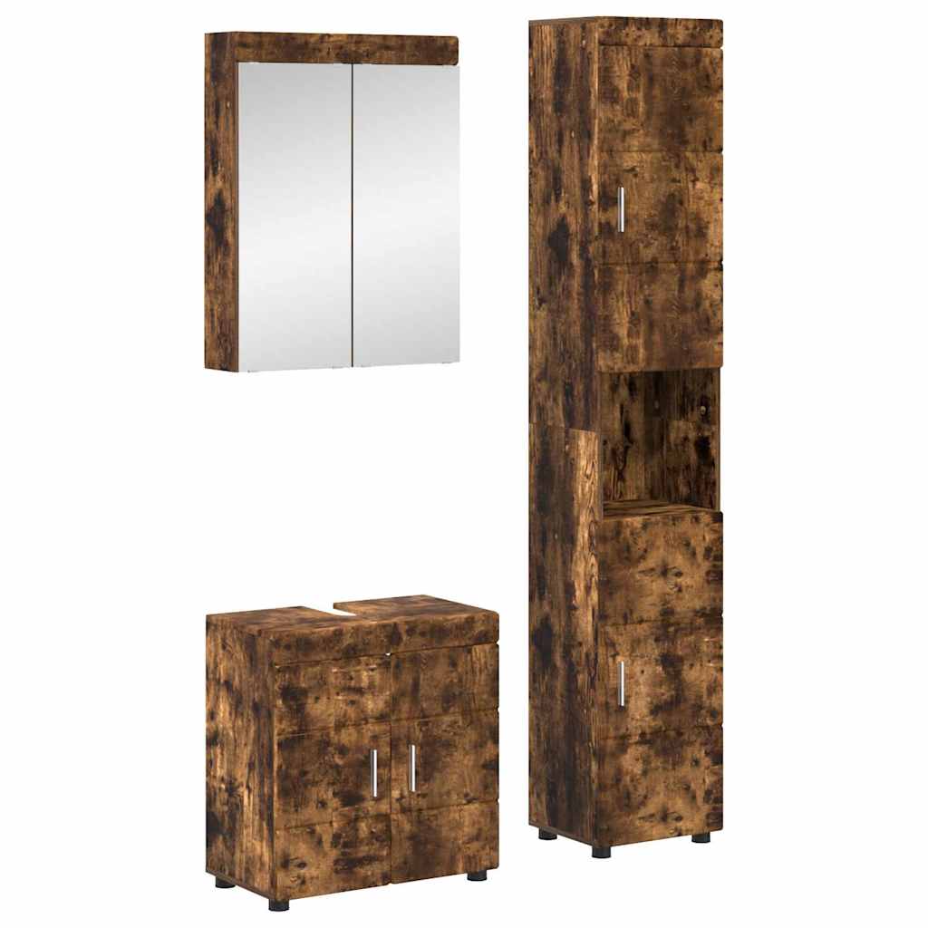 vidaXL Ensemble de meubles de salle de bain TULUM Chêne fumé Bois d'ingénierie
