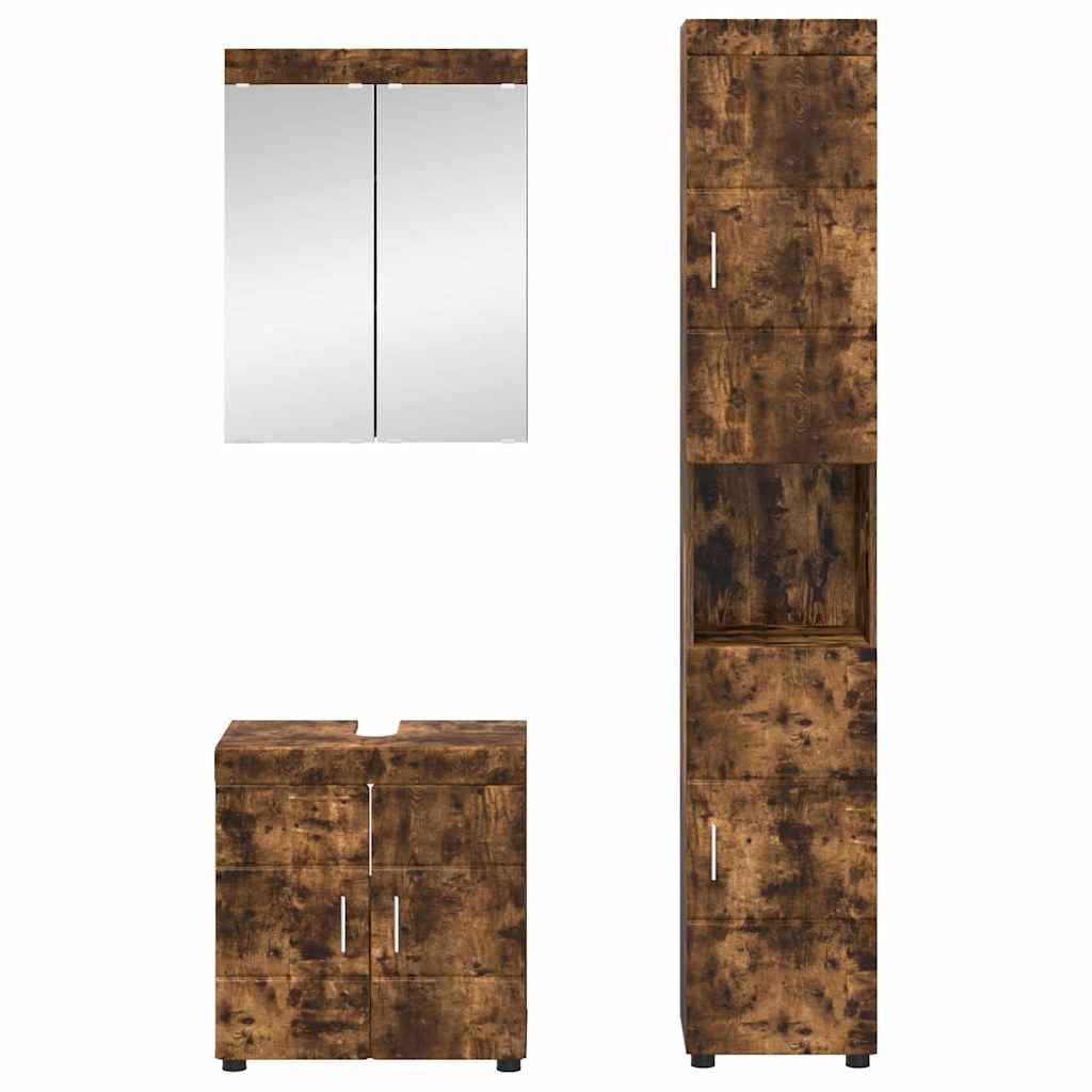 vidaXL Ensemble de meubles de salle de bain TULUM Chêne fumé Bois d'ingénierie