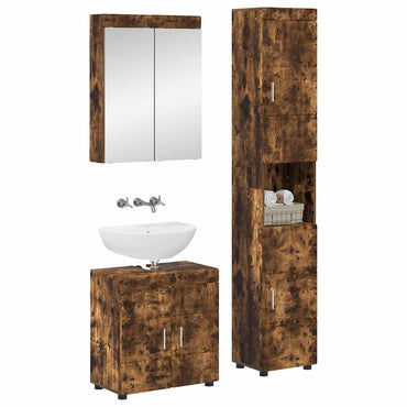 vidaXL Ensemble de meubles de salle de bain TULUM Chêne fumé Bois d'ingénierie