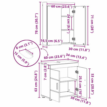 vidaXL Ensemble de meubles de salle de bain TULUM Chêne fumé Bois d'ingénierie