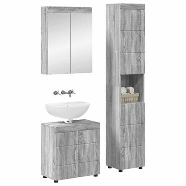 vidaXL Badezimmermöbel-Set mit Regal TULUM Graues Sonoma Holzwerkstoff