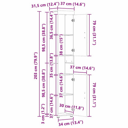 Badezimmermöbel-Set mit Regal TULUM Graues Sonoma Holzwerkstoff