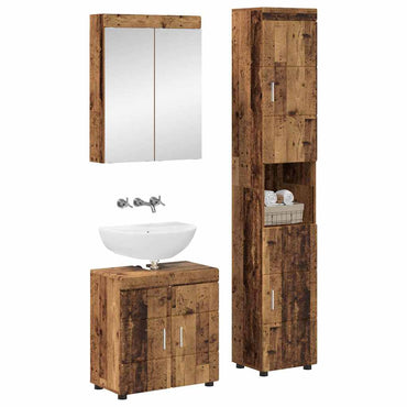 vidaXL Badezimmermöbel-Set mit Regal TULUM Altholz Holzwerkstoff