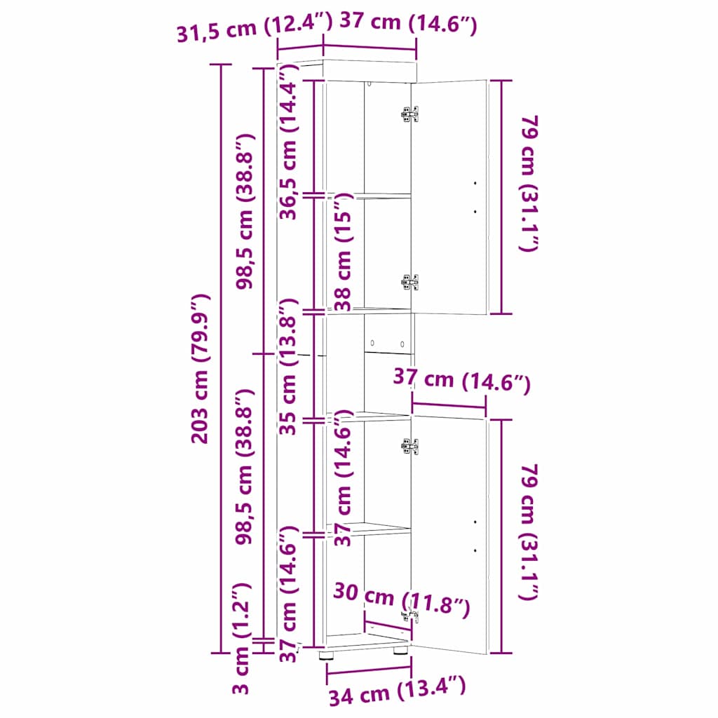 Badezimmermöbel-Set mit Regal TULUM Altholz Holzwerkstoff