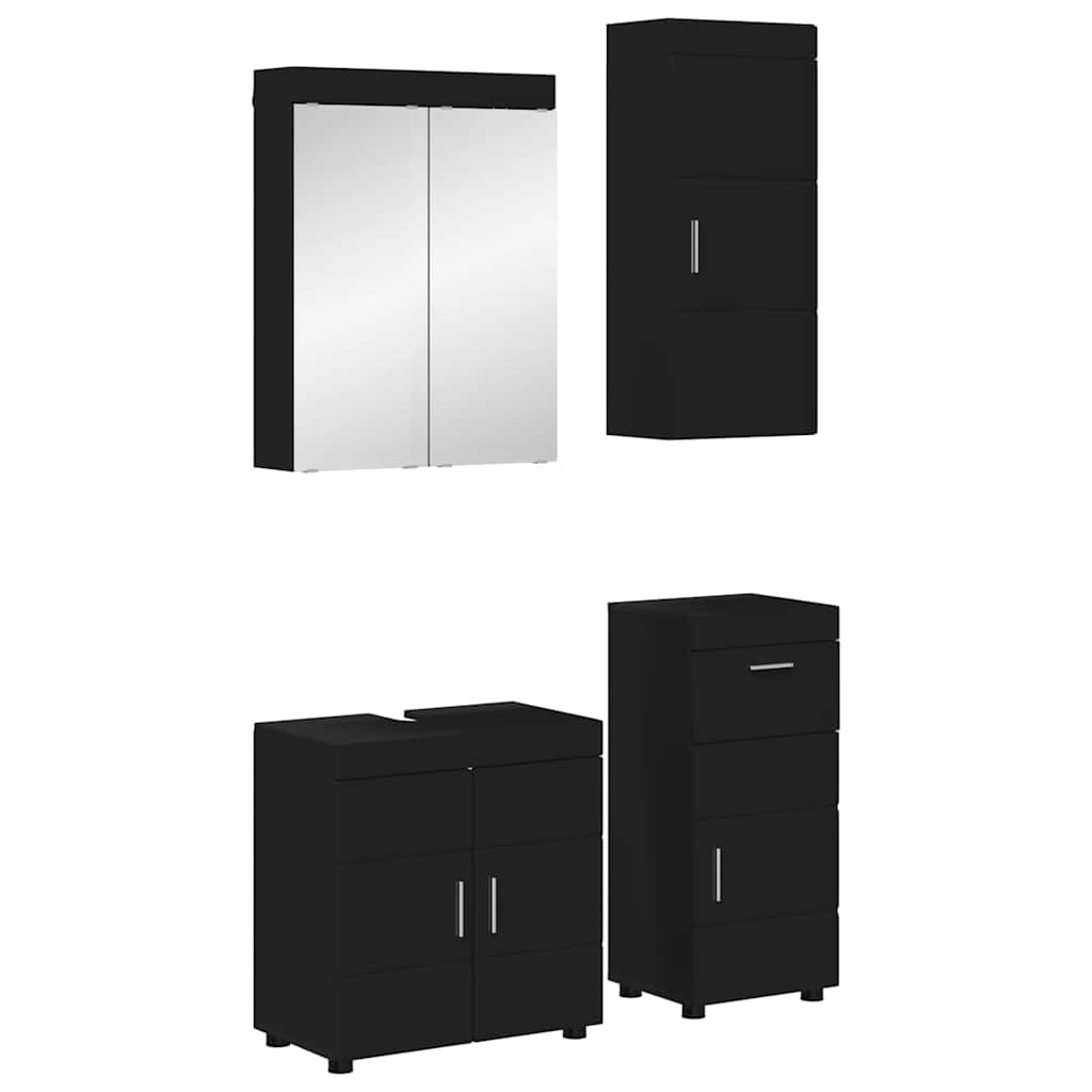 vidaXL Badezimmermöbel-Set mit Schubladen TULUM Schwarz Holzwerkstoff
