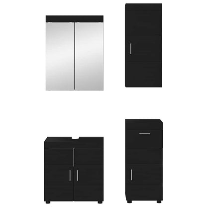 vidaXL Badezimmermöbel-Set mit Schubladen TULUM Schwarz Holzwerkstoff