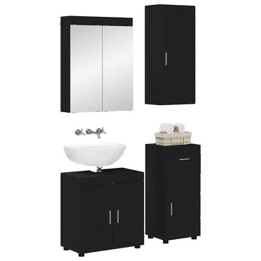 vidaXL Badezimmermöbel-Set mit Schubladen TULUM Schwarz Holzwerkstoff