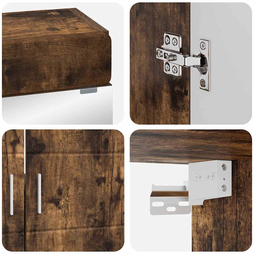 vidaXL Ensemble de meubles de salle de bain TULUM Chêne fumé Bois d'ingénierie