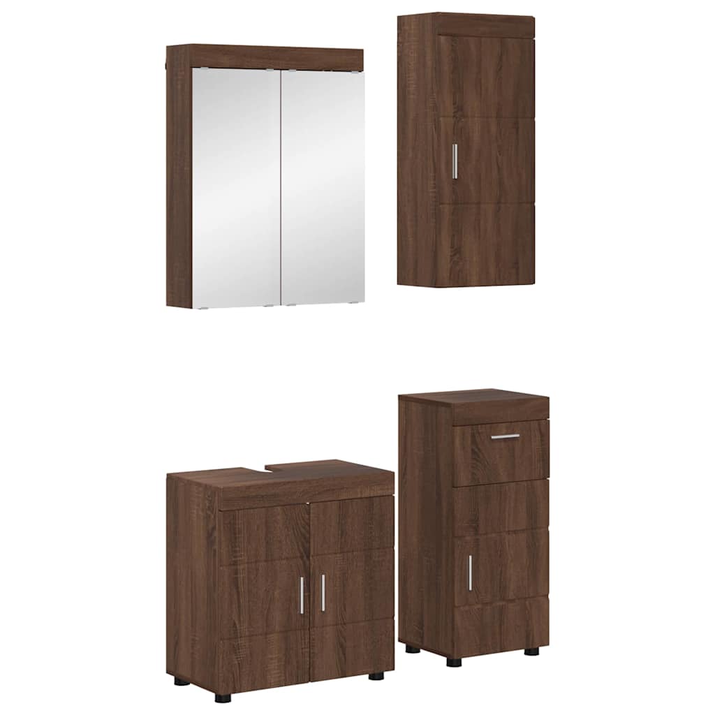vidaXL Badezimmermöbel-Set TULUM Braun Eichen-Optik Holzwerkstoff
