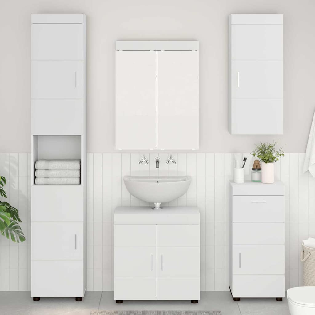 vidaXL Badezimmermöbel-Set mit Schubladen TULUM Weiß Holzwerkstoff