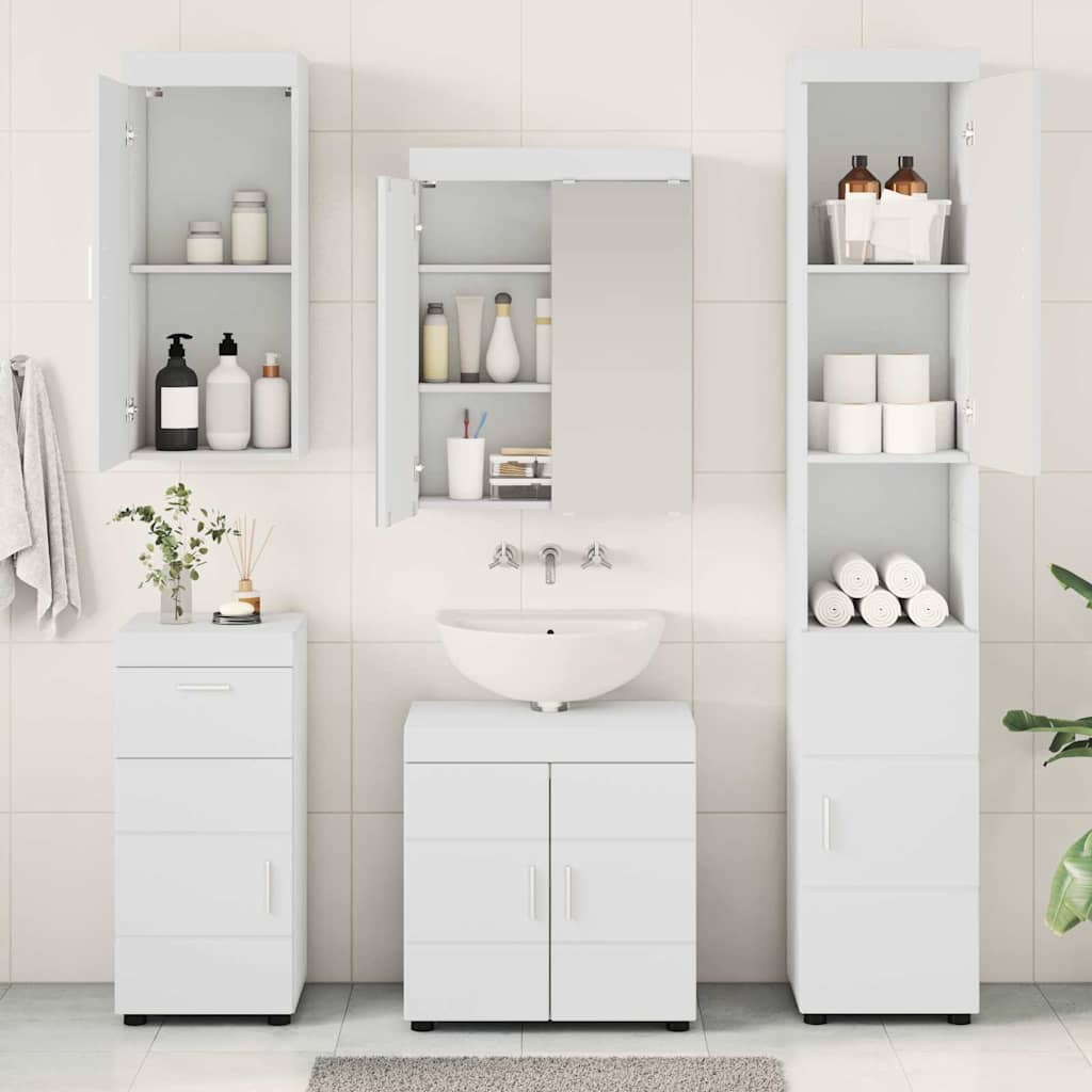 vidaXL Badezimmermöbel-Set mit Schubladen TULUM Weiß Holzwerkstoff