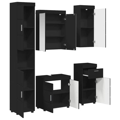 vidaXL Badezimmermöbel-Set mit Schubladen TULUM Schwarz Holzwerkstoff