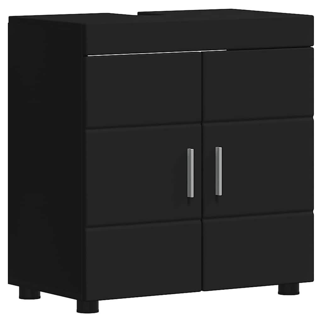 vidaXL Badezimmermöbel-Set mit Schubladen TULUM Schwarz Holzwerkstoff