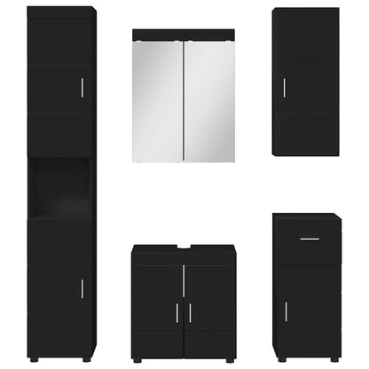 vidaXL Badezimmermöbel-Set mit Schubladen TULUM Schwarz Holzwerkstoff
