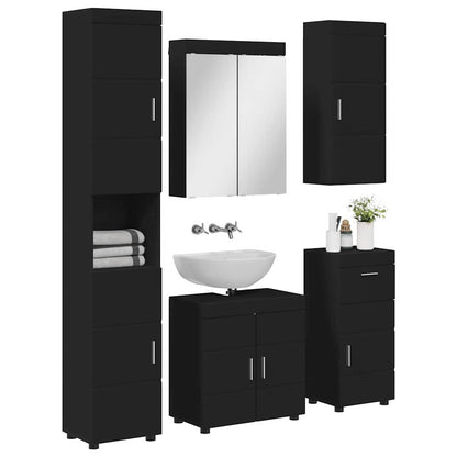 vidaXL Badezimmermöbel-Set mit Schubladen TULUM Schwarz Holzwerkstoff