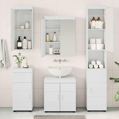 vidaXL Badezimmermöbel-Set mit Tür TULUM Hochglanz Weiß Holzwerkstoff