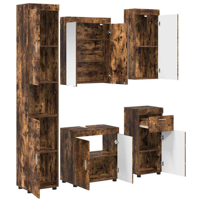 vidaXL Ensemble de meubles de salle de bain TULUM Chêne fumé Bois d'ingénierie