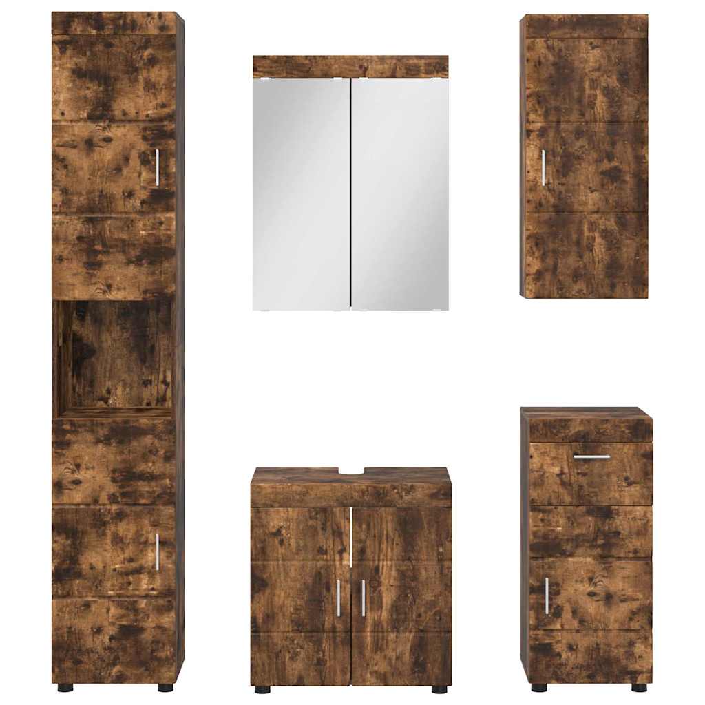 vidaXL Ensemble de meubles de salle de bain TULUM Chêne fumé Bois d'ingénierie
