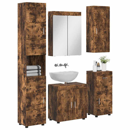 vidaXL Ensemble de meubles de salle de bain TULUM Chêne fumé Bois d'ingénierie