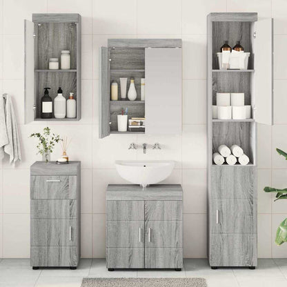 vidaXL Badezimmermöbel-Set mit Regal TULUM Graues Sonoma Holzwerkstoff