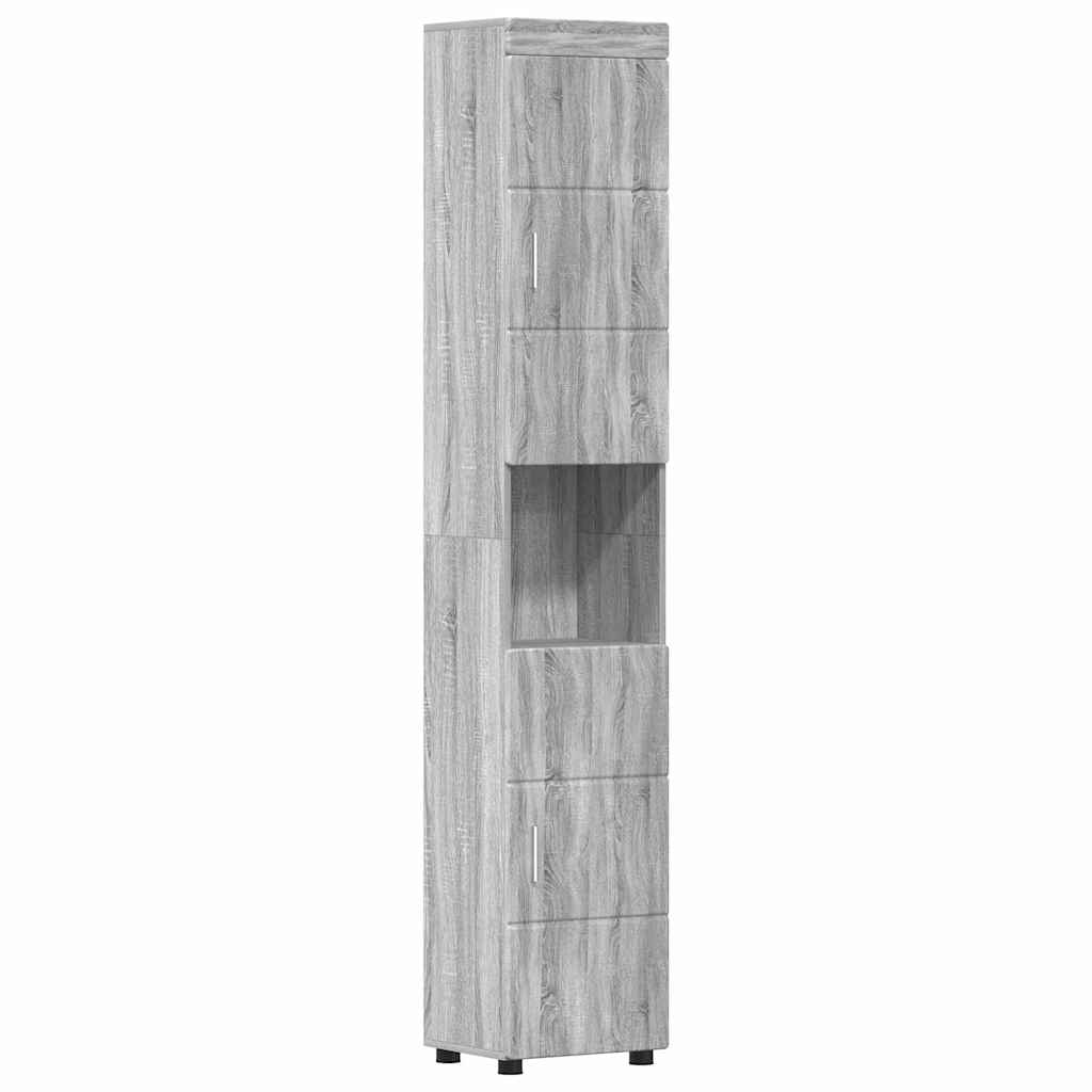 vidaXL Badezimmermöbel-Set mit Regal TULUM Graues Sonoma Holzwerkstoff