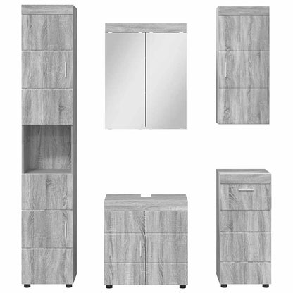 vidaXL Badezimmermöbel-Set mit Regal TULUM Graues Sonoma Holzwerkstoff