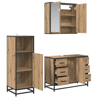 vidaXL Badezimmermöbel Set mit Tür 3 pcs Artisan-Eiche 80 x 33 x 60 cm