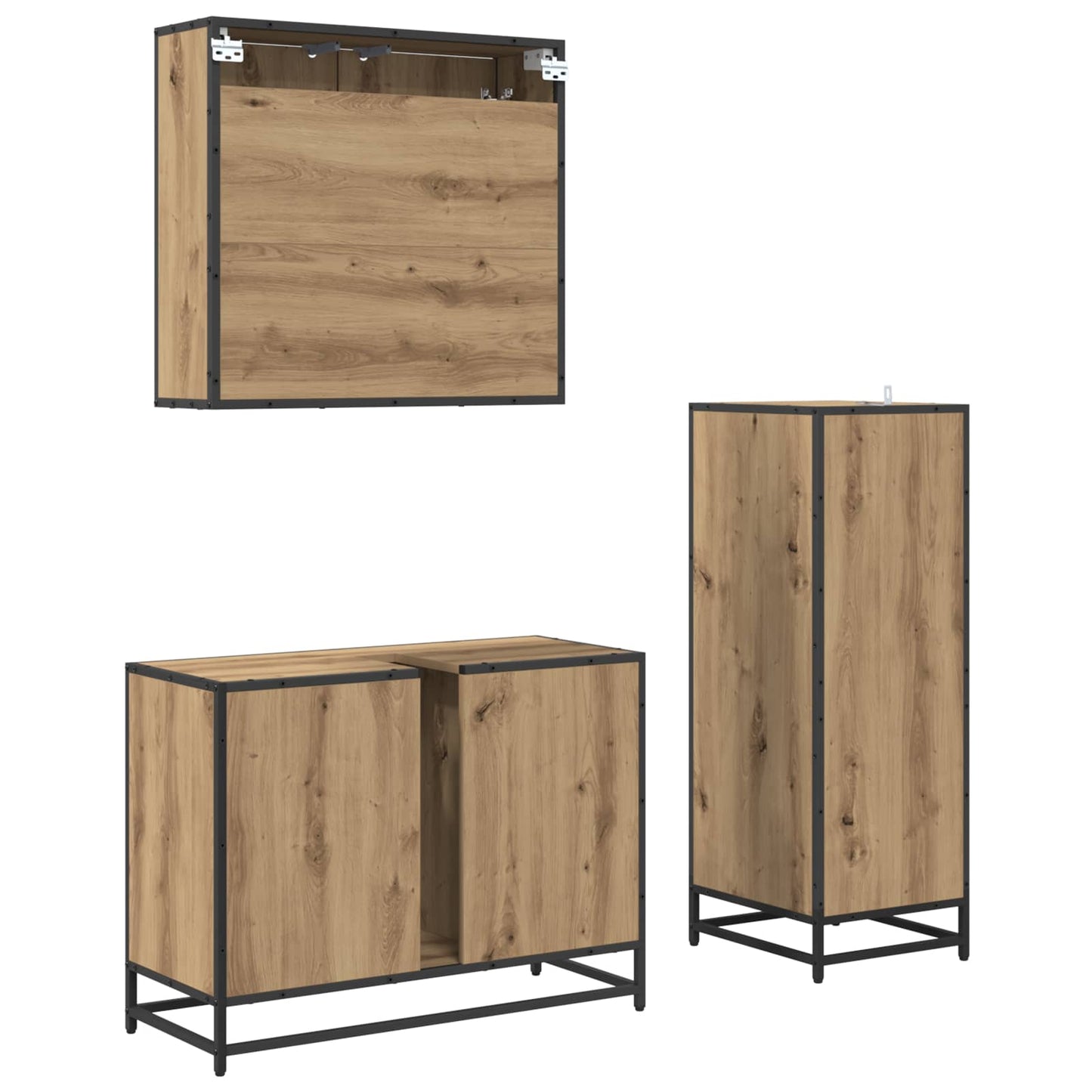 vidaXL Badezimmermöbel Set mit Tür 3 pcs Artisan-Eiche 80 x 33 x 60 cm
