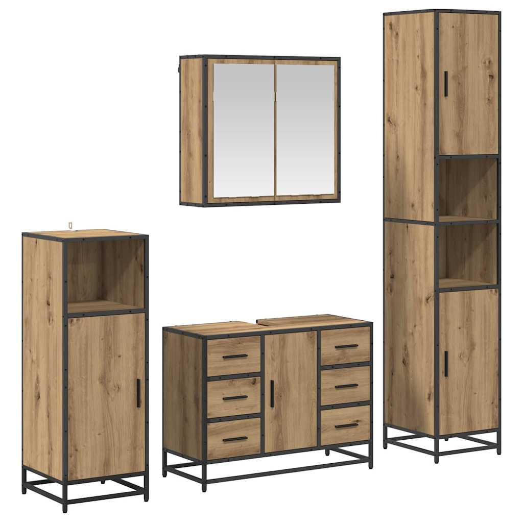 vidaXL Badezimmermöbel Set mit Tür 4 pcs Artisan-Eiche 80 x 33 x 60 cm